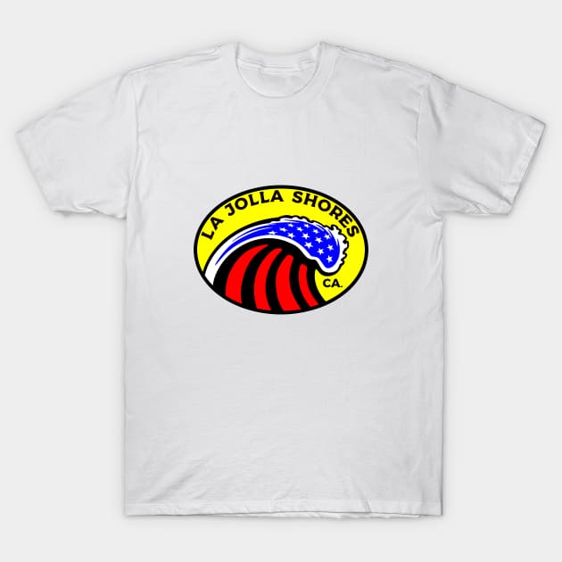 La Jolla Shores California Surfing Surf Patriotic Wave T-Shirt by DD2019